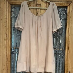 Lavender Brown Pink Smocked Puff Sleeve Blouse